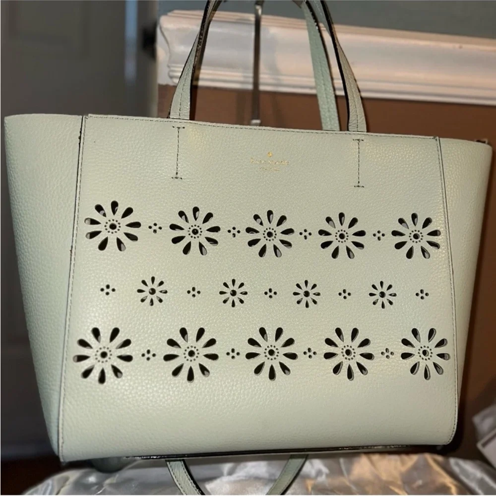 Kate Spade Elizabeth Faye Mint Splash Tote with Cross Body Shoulder Strap - Picture 5 of 14